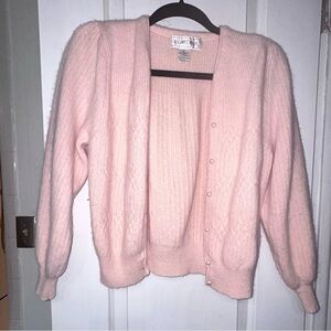 casual corner lambswool angora cardigan pink  soft pearl buttons